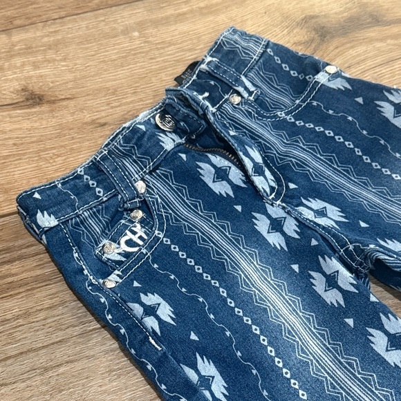 Girls Patterned Blue Flare Jeans size 3T - Picture 2 of 4